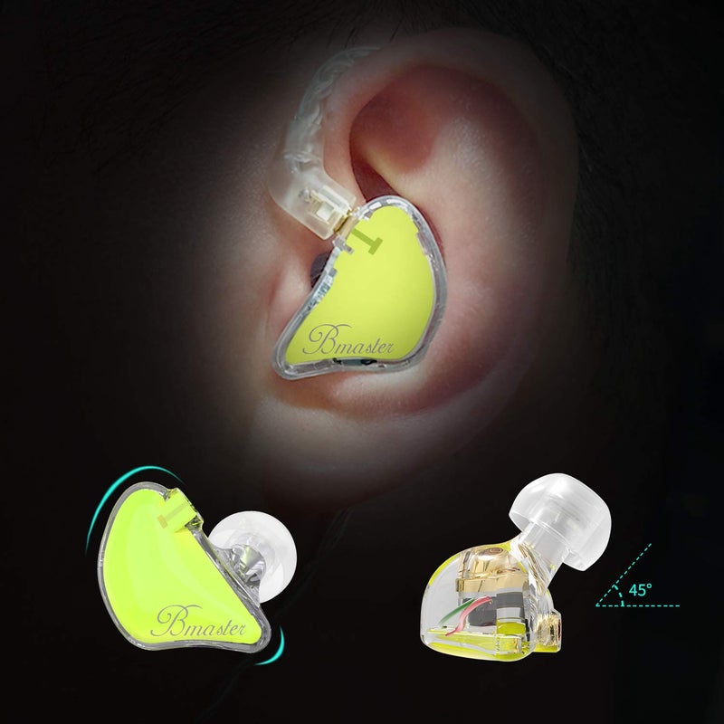 BASN Bmaster Noise Isolating in Ear Monitor Earphones, 1BA+2DD Hybrid Balanced Armature Driver IEM Headphones with Two Detachable MMCX Cables (Yellow) - Image 2